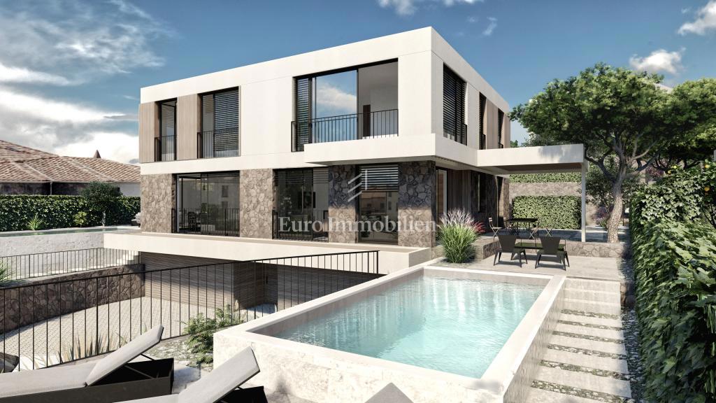 Krk - terreno con progetto per una casa bifamiliare