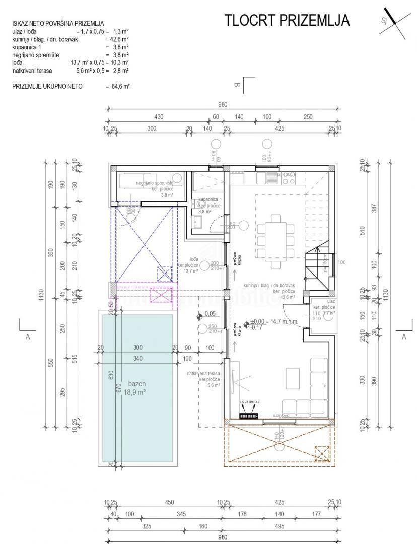 Casa con piscina vicino al mare, nuova costruzione Vir