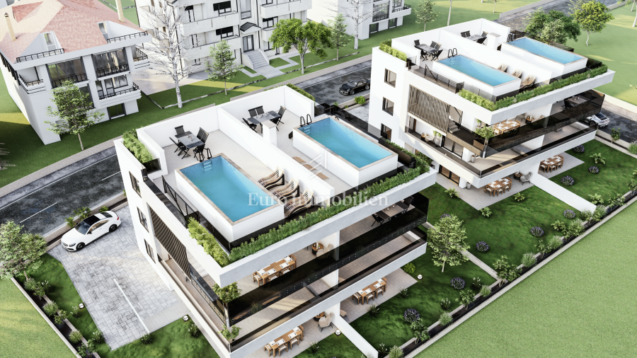 Modern apartment with garden, new building