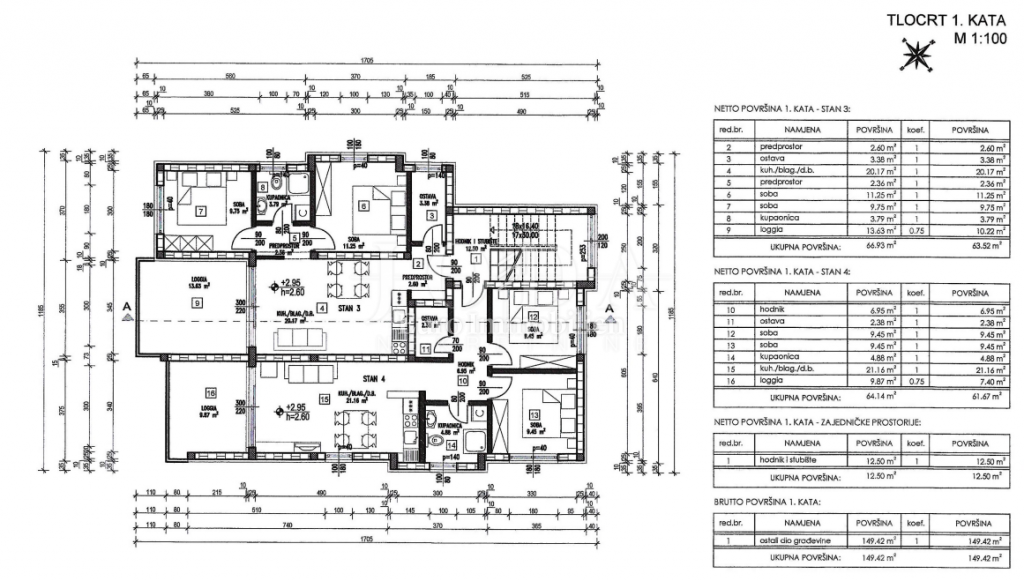 Novi Vinodolski - nuovo appartamento, 1° piano