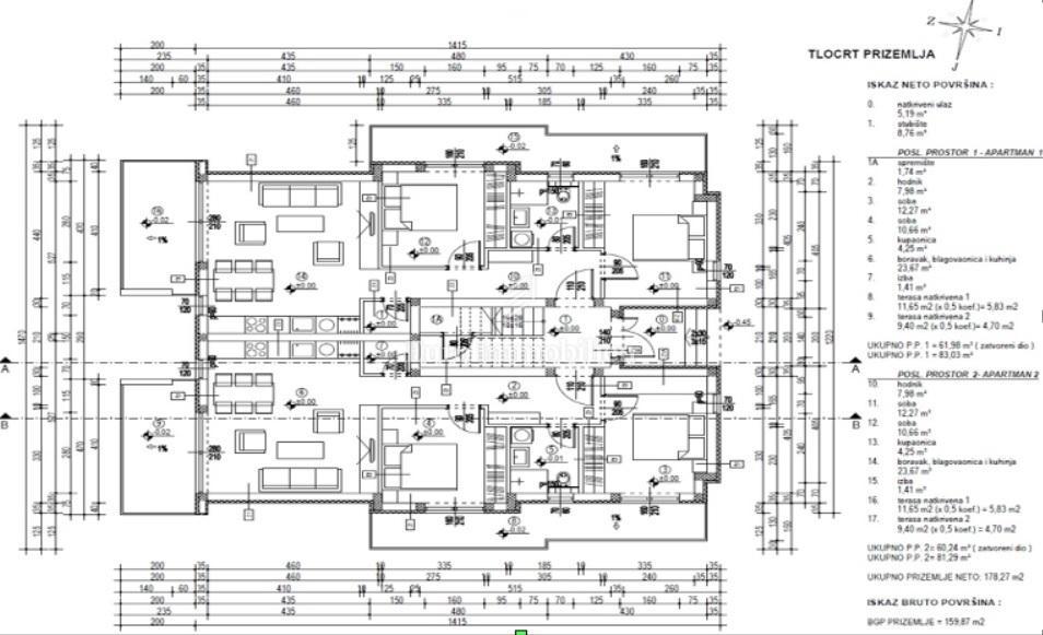 Novalja - appartamento in un nuovo edificio con due terrazze