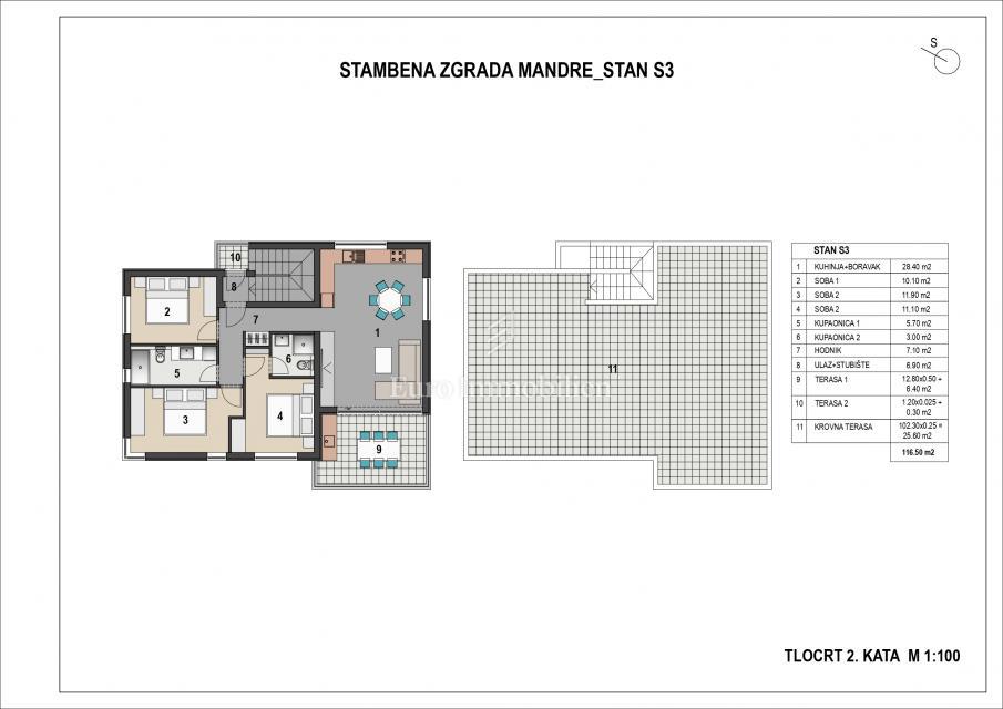 Appartamento con piscina, giardino e terrazza sul tetto