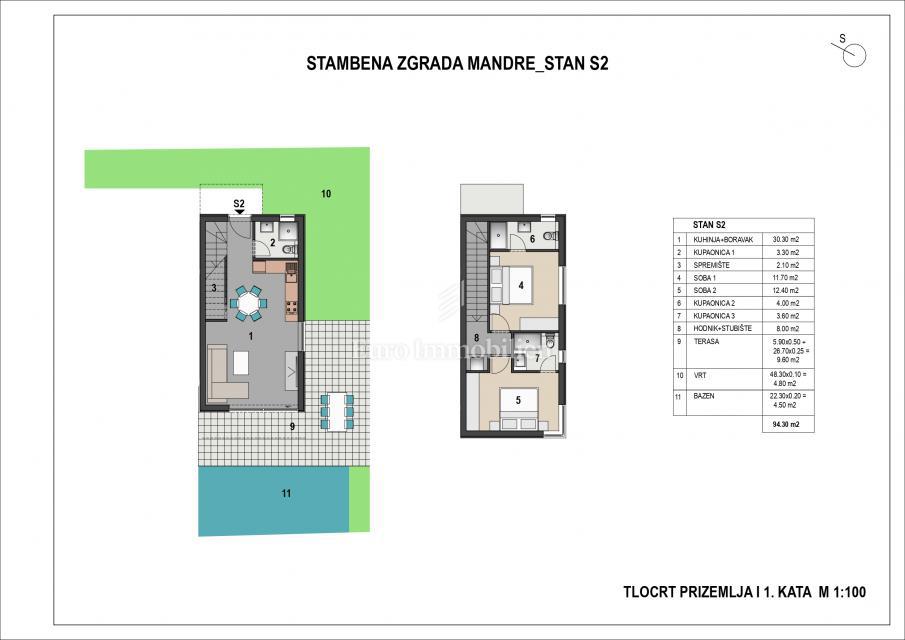 Appartamento con piscina, giardino e terrazza sul tetto
