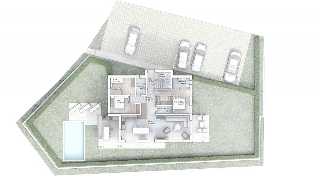 Krk - terreno con progetto per 3 appartamenti