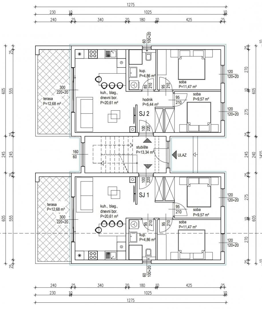 Two-bedroom apartment in a new building, Pakoštane