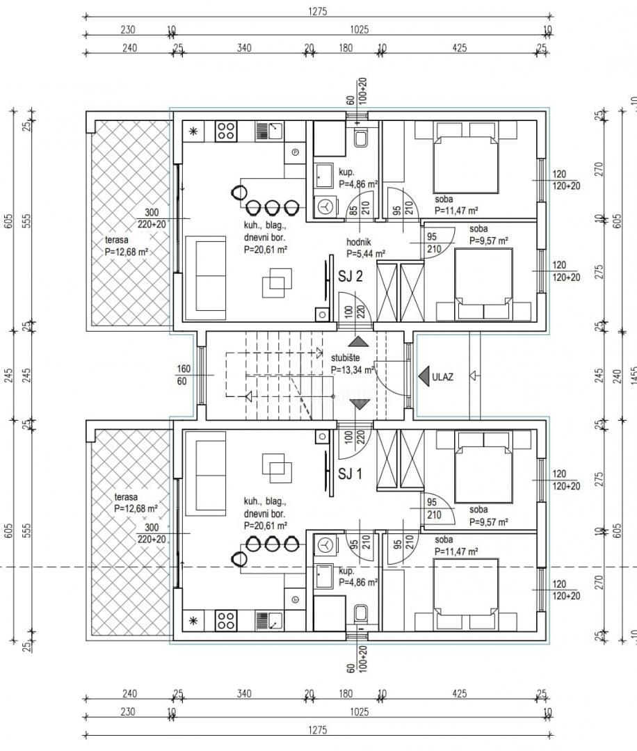 Two-bedroom apartment in a new building, Pakoštane