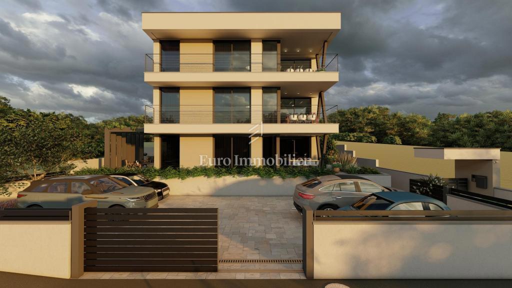 Apartment on the ground floor of a villa under construction, town of Krk