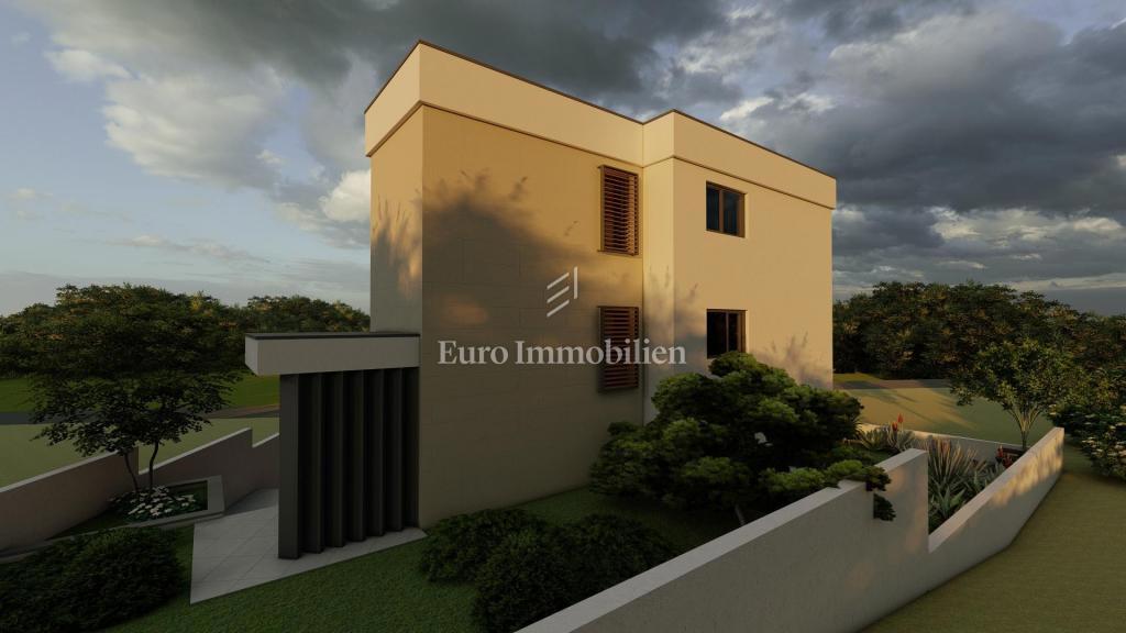 Apartment on the ground floor of a villa under construction, town of Krk