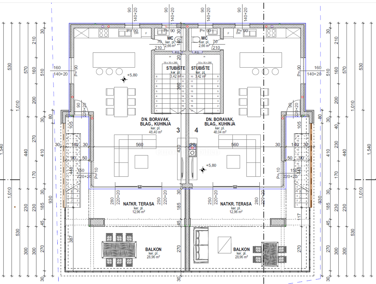 Luxury apartment under construction with pool and terrace, city of Krk