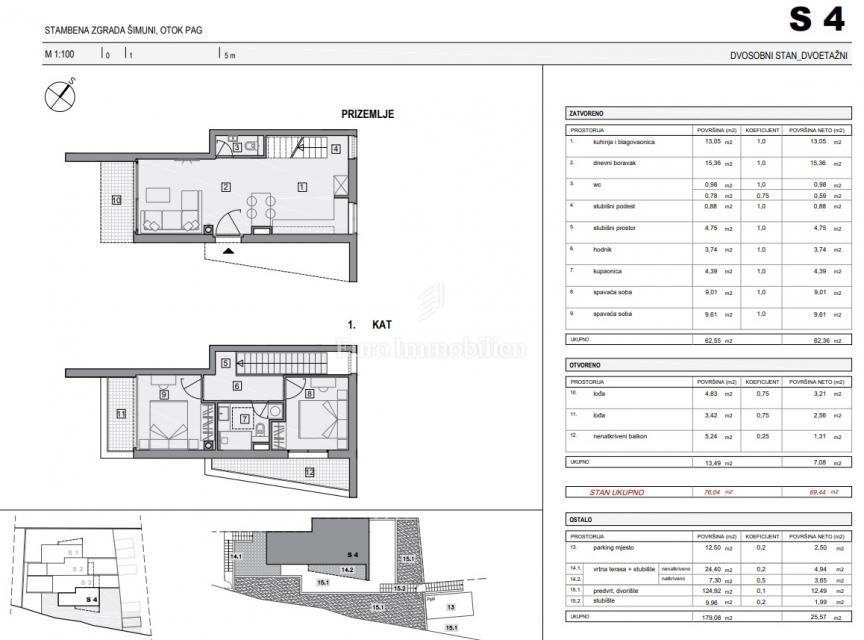 Šimuni, Pag - appartamento duplex con vista panoramica
