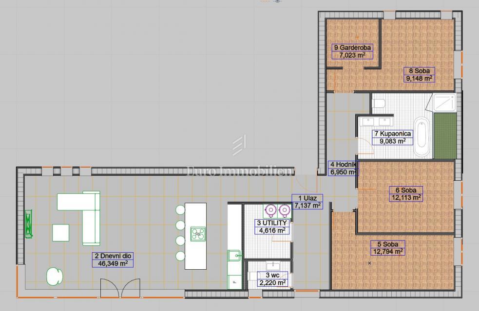 Istria, Labin - moderna casa a un piano con giardino