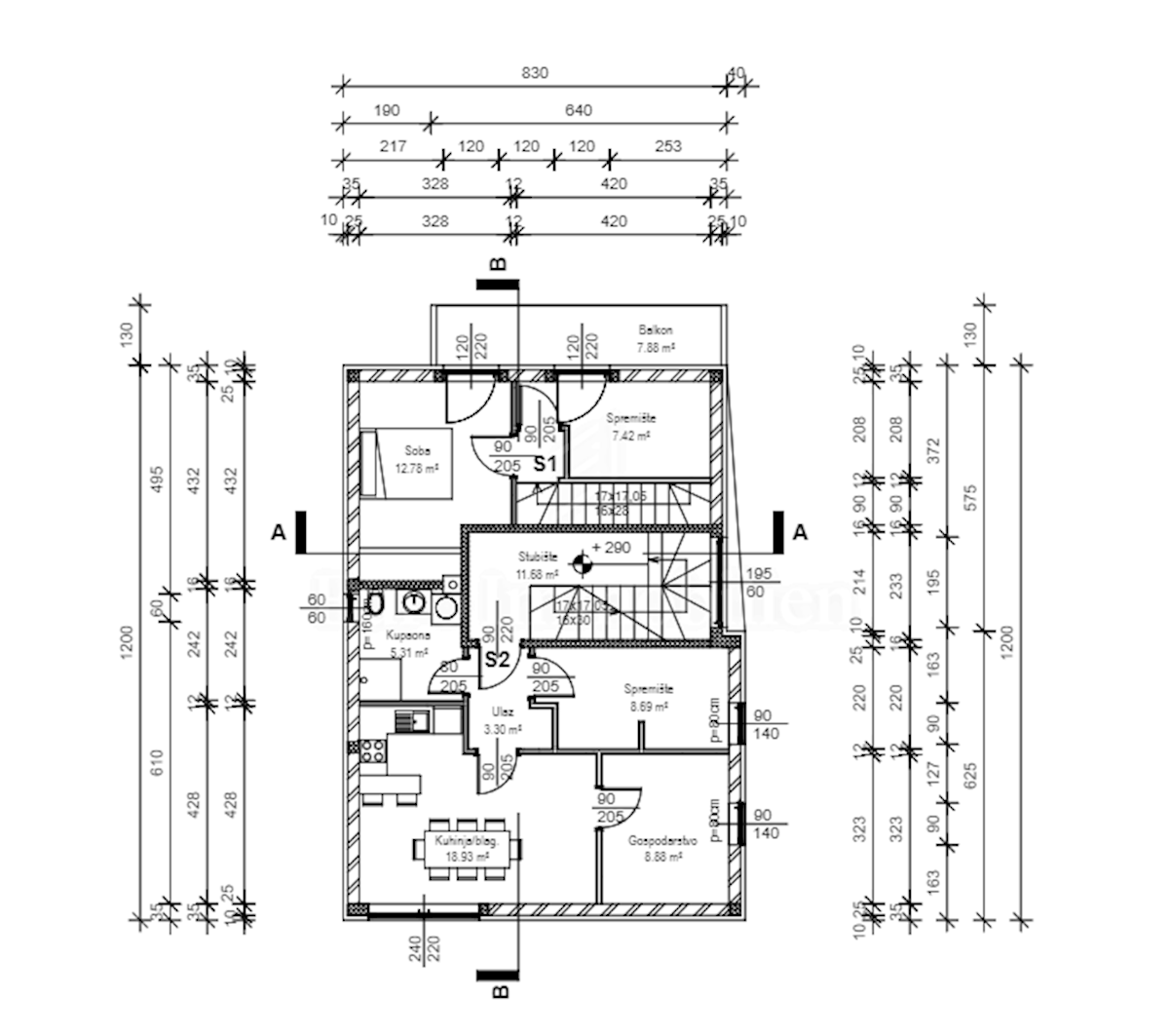 Detached house with 5 apartments, Sv. Filip i Jakov