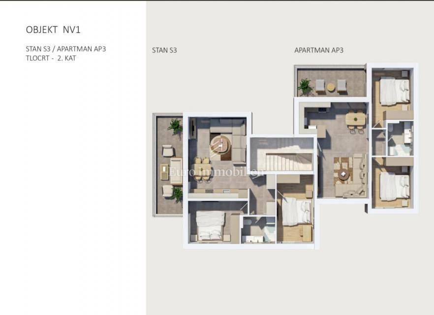 Novalja - appartamento in un nuovo edificio, 2° piano