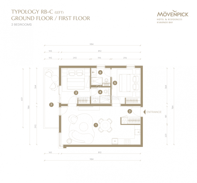 Novi Vinodolski - appartamento con due camere da letto, 2 fila al mare