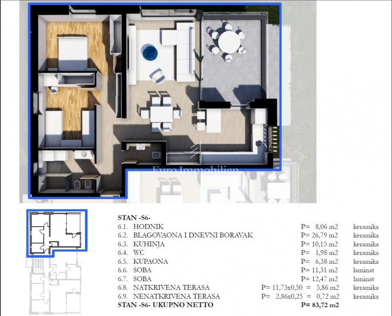 Labin - Nuovo appartamento in una villa urbana, centro città