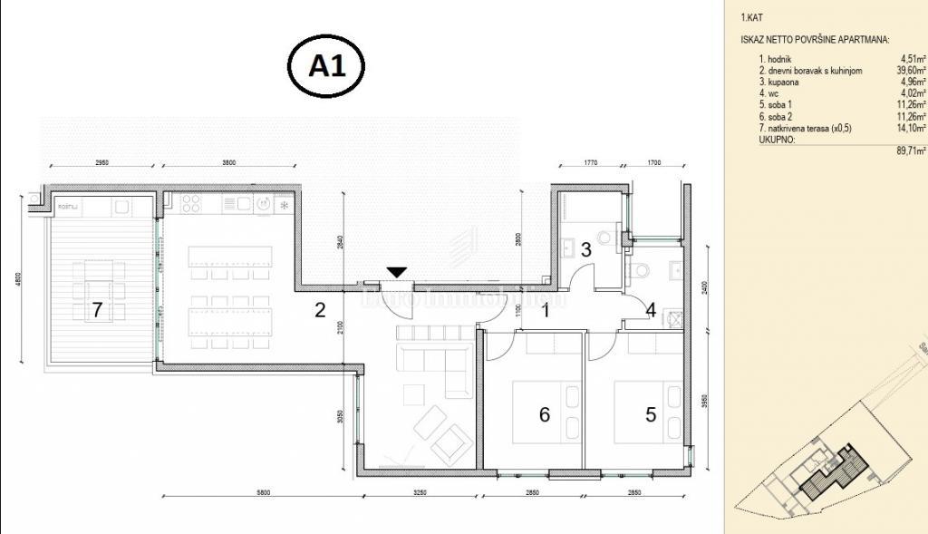 Novalja - appartamento in un edificio nuovo, vicino al mare