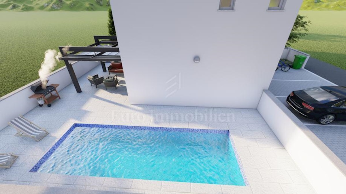 Modern semi-detached villa with pool, island of Vir