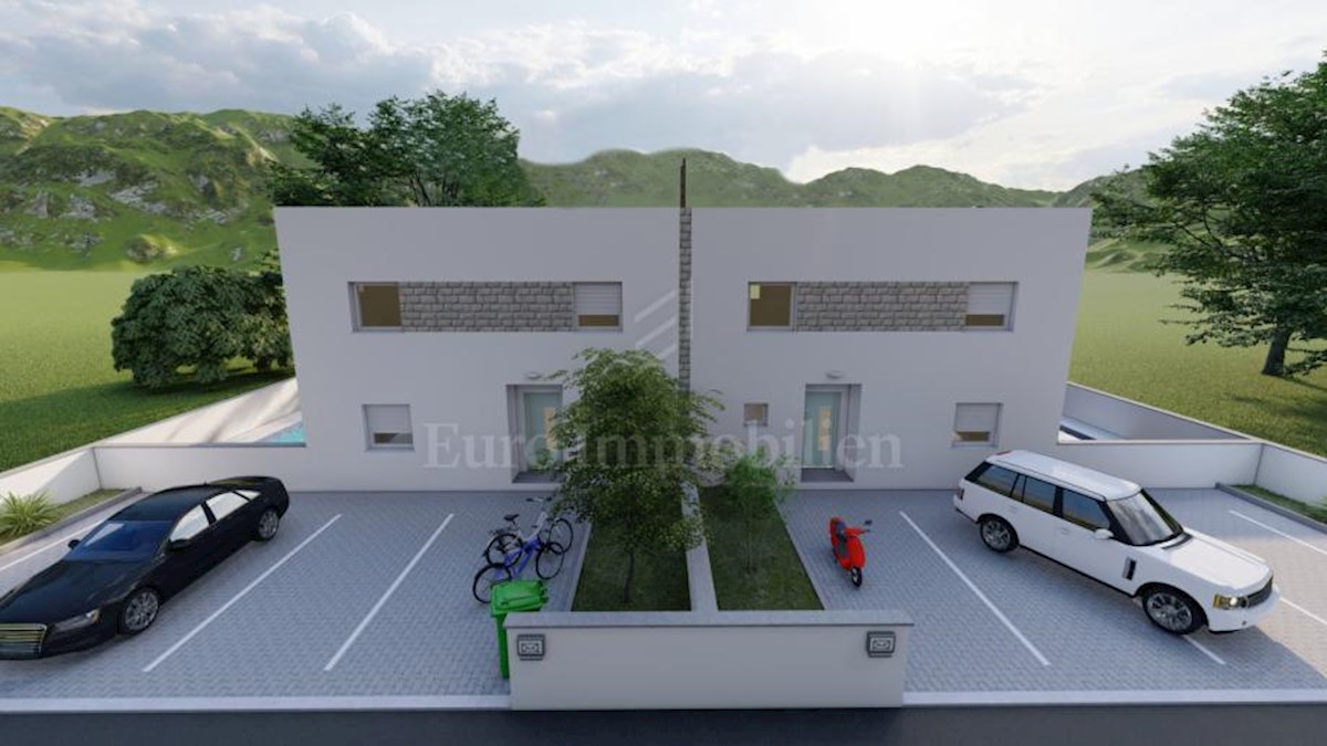 Modern semi-detached villa with pool, island of Vir