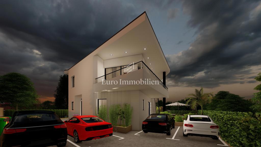 Modern semi-detached villa with pool under construction, Malinska