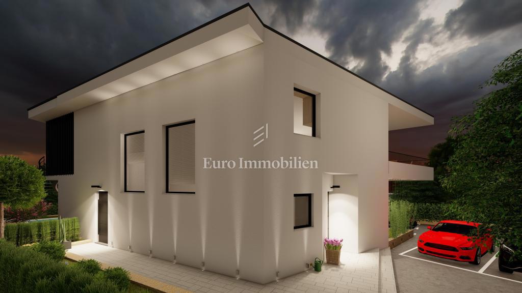 Modern semi-detached villa with pool under construction, Malinska