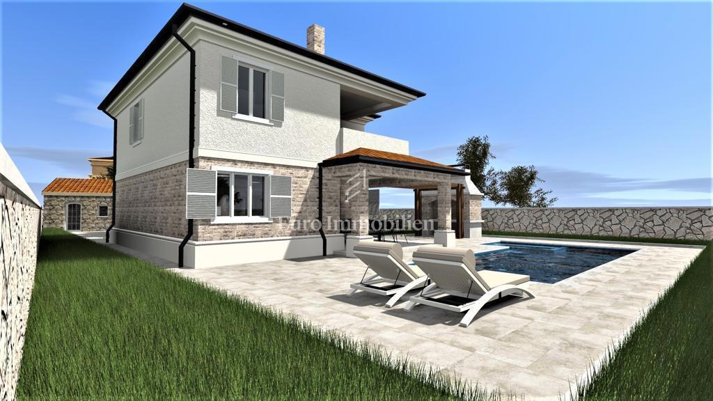 New detached villa with pool, near Vrbnik