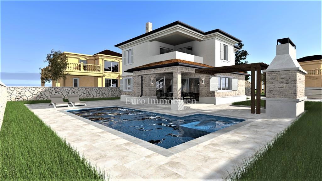 New detached villa with pool, near Vrbnik