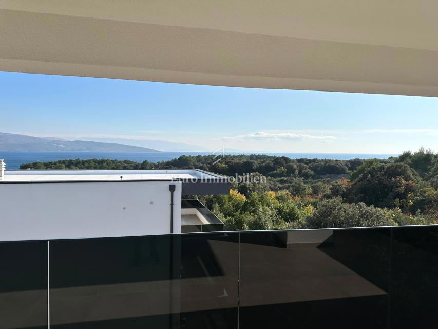 Apartment with a pool and roof terrace, new building, island of Krk