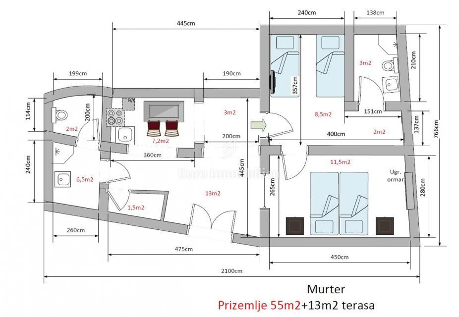 Murter - casa in pietra con vista mare