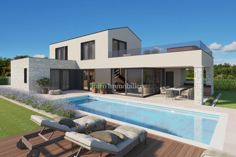 Istria, Poreč surroundings, new construction, modern villa in a quiet location