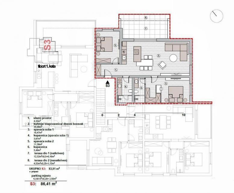 Betina - nuovo appartamento al primo piano vicino al mare