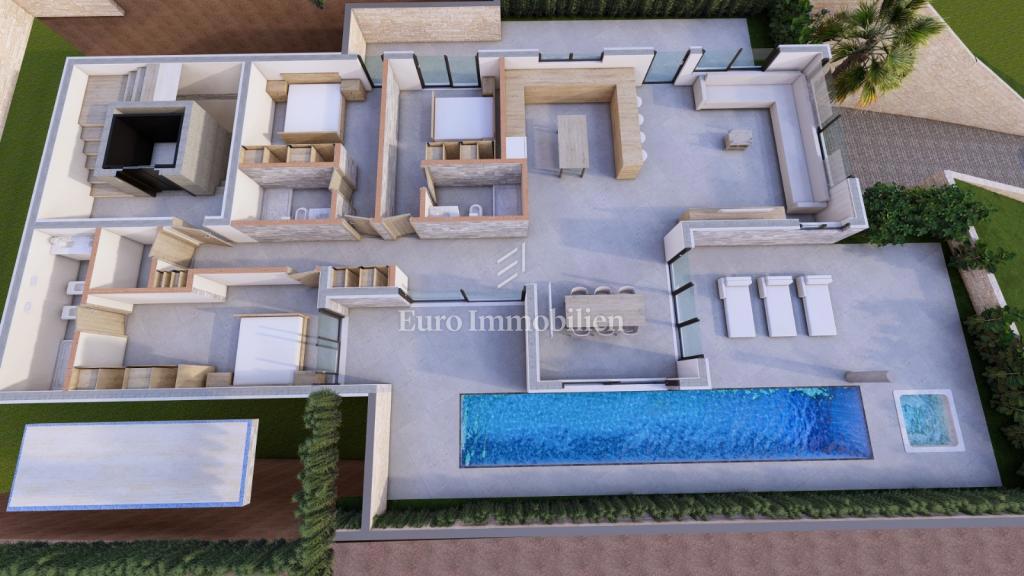 Brela, terreno edificabile con vista mare e progetto