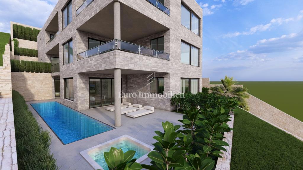 Brela, terreno edificabile con vista mare e progetto