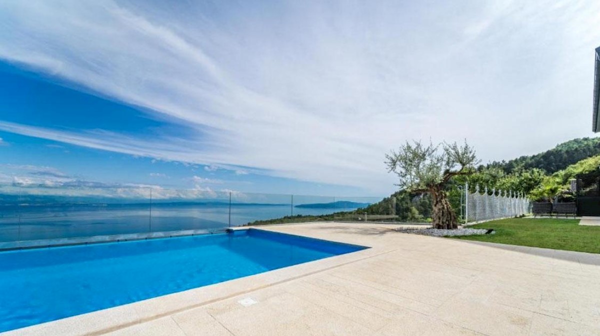 Modern stone villa with pool and panoramic sea views