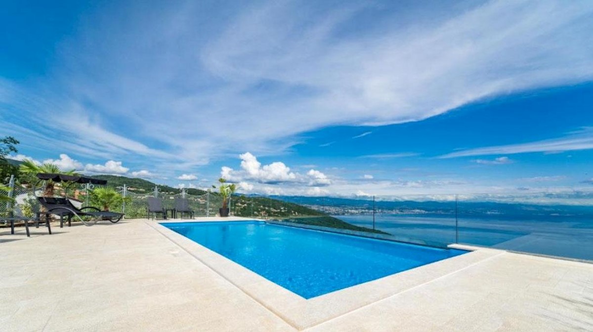 Modern stone villa with pool and panoramic sea views