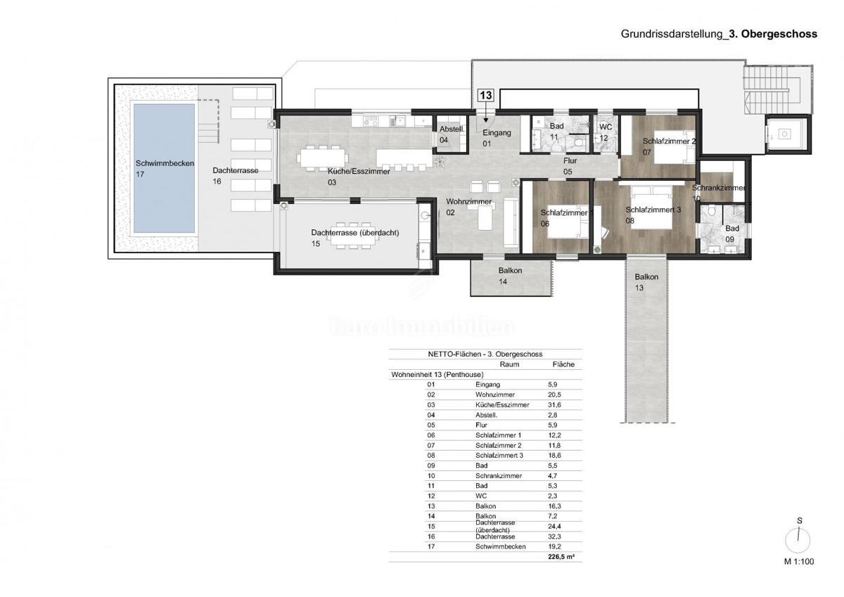 TAR,PENTHOUSE con ascensore e piscina privata, a 3 km dal mare