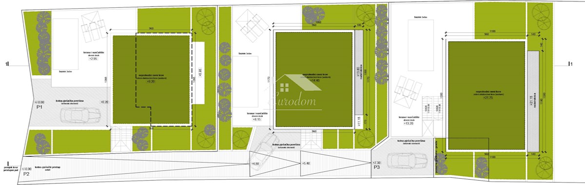 NOVIGRAD (ZARA) – TERRENO EDIFICABILE CON PROGETTO PER 3 VILLE CON PISCINA, A 100 M DAL MARE