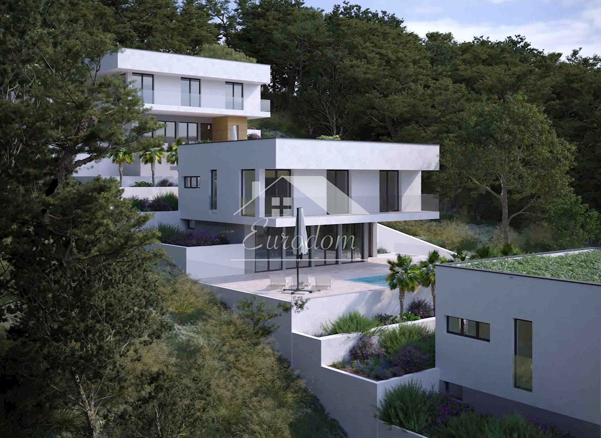NOVIGRAD (ZARA) – TERRENO EDIFICABILE CON PROGETTO PER 3 VILLE CON PISCINA, A 100 M DAL MARE