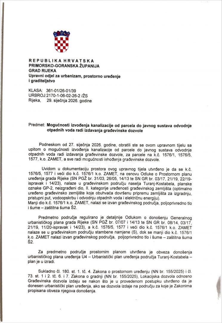 Rijeka, Bivio, sopra l’Hotel Hilton Costabella, 1.335 m2