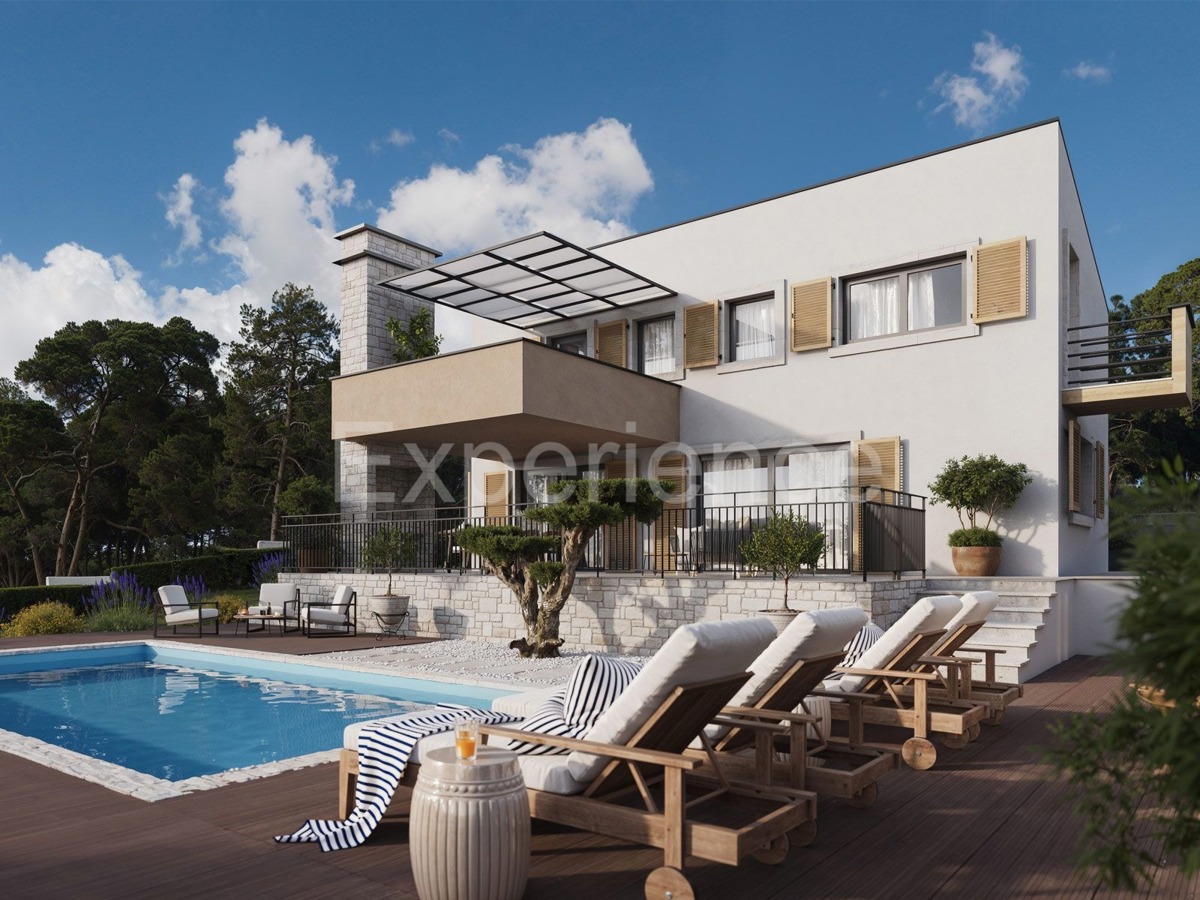 ISTRIA, Visinada: Elegante villa moderna nella fase di costruzione ROH-BAU!