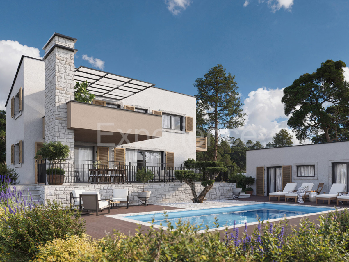 ISTRIA, Visinada: Elegante villa moderna nella fase di costruzione ROH-BAU!