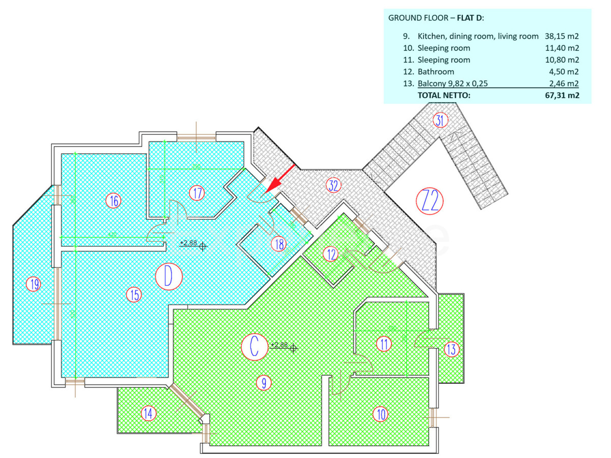 Savudrija - a circa 500 m dalla spiaggia, appartamento con garage, 1. piano