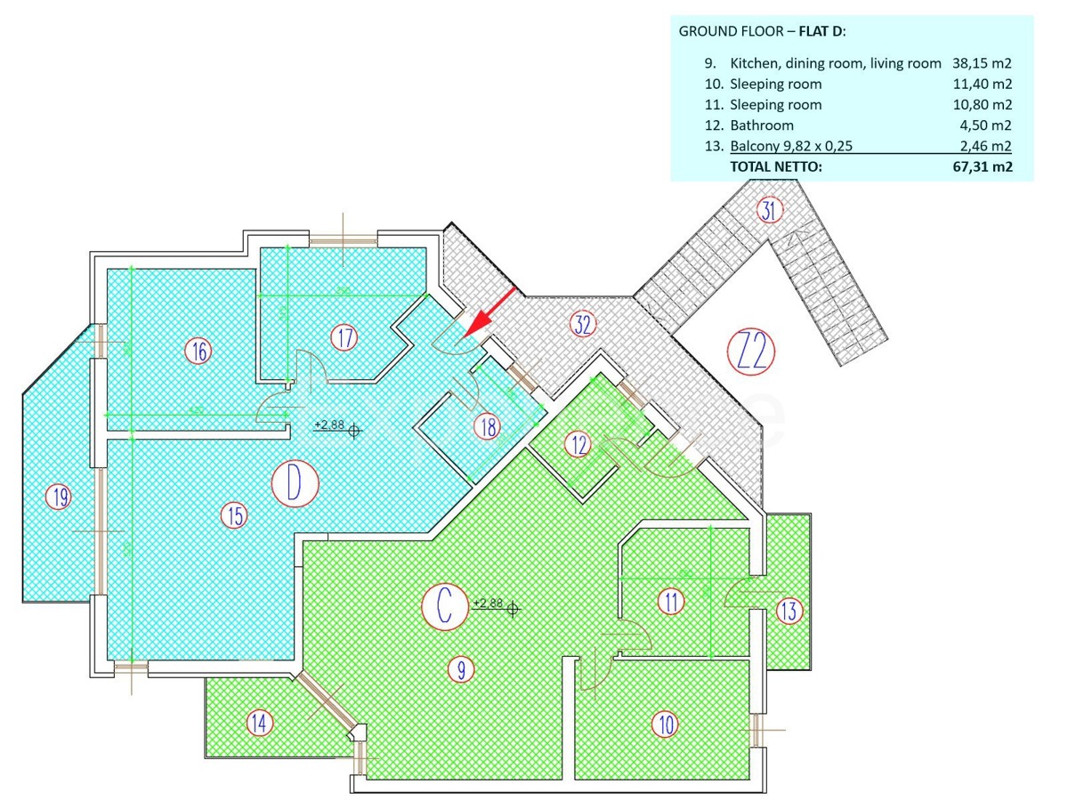 Savudrija - a circa 500 m dalla spiaggia, appartamento con garage, 1. piano