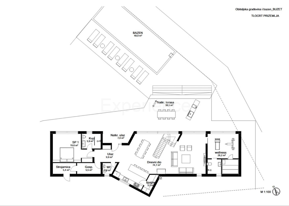 Buzet: Terreno edificabile con progetto di una VILLA DI LUSSO e campo da tennis