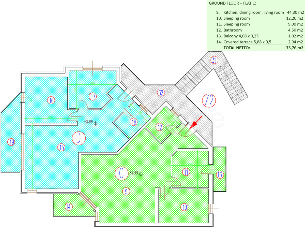 Savudrija - a circa 500 m dalla spiaggia, appartamento con garage, 1. piano
