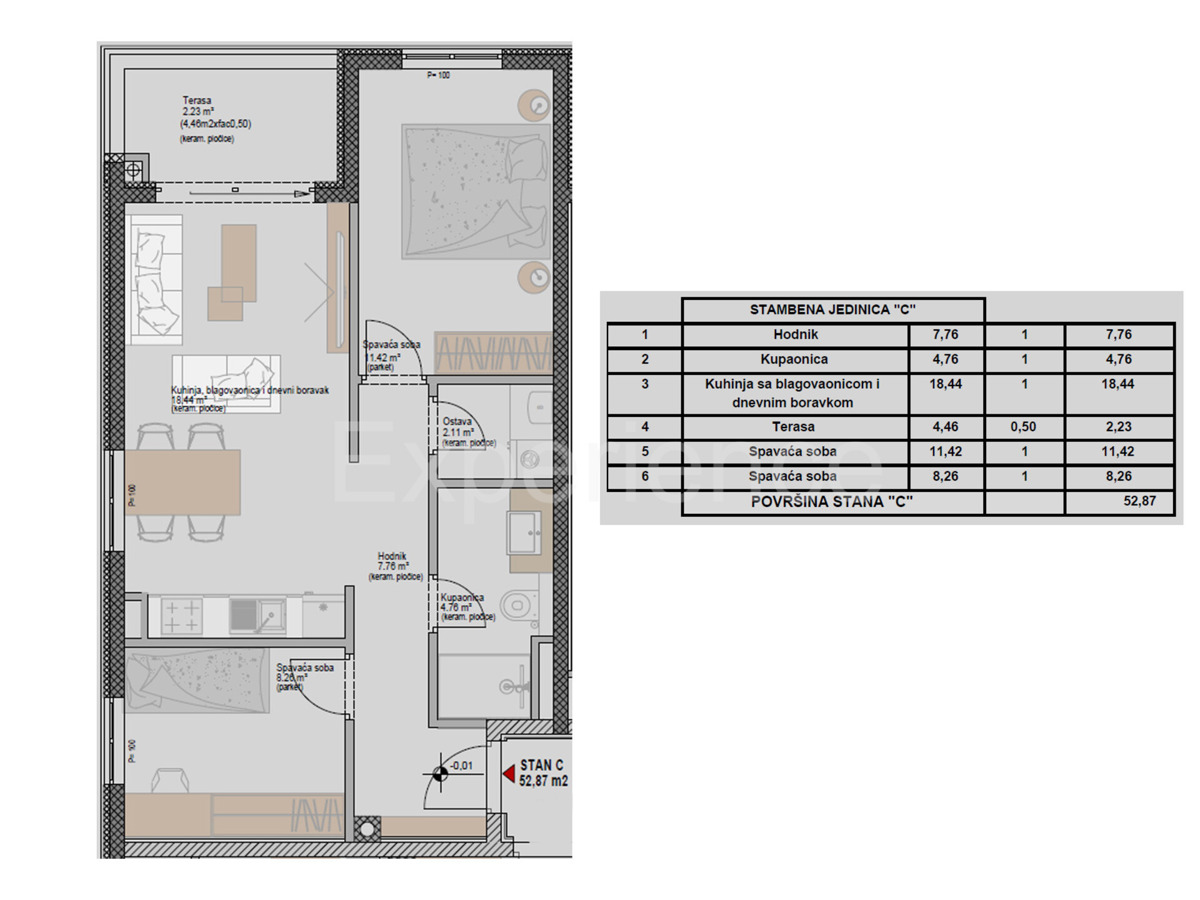 ISTRIA, Parenzo - cca. 1.300 m m dal mare, appartamento al piano terra dell'edificio