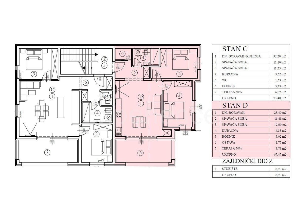 Trilocale con terrazza – 1° piano, Parenzo, 600 m dal mare