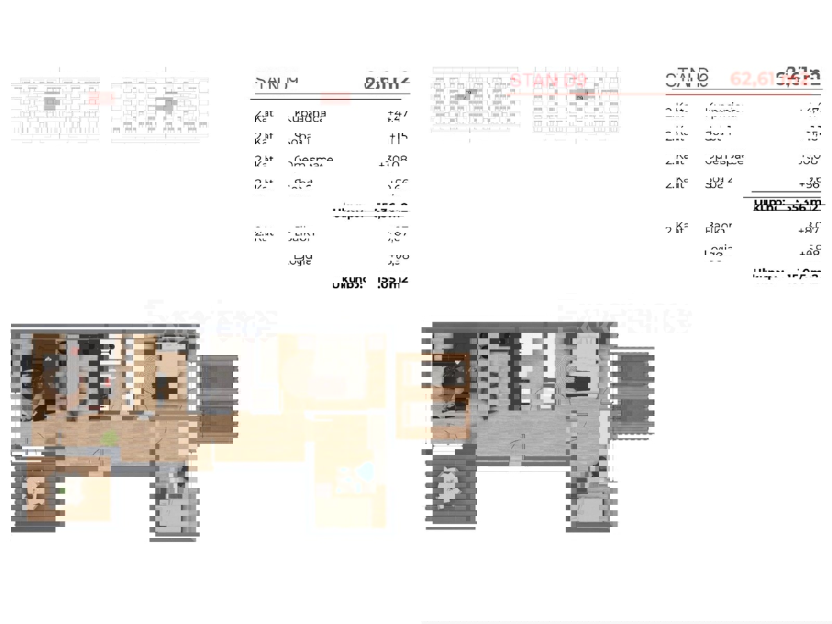 Trilocale con 2 terrazze e 2 posti auto – 2° piano, Tar, 2,5 km mare
