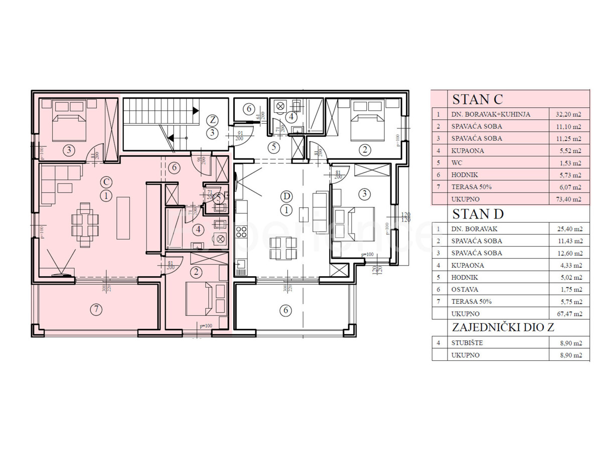 Trilocale con terrazza e WC ospiti – 1° piano, Parenzo, 600 m mare
