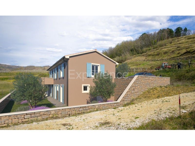 Buje, casa in costruzione con piscina, vista e 3 camere