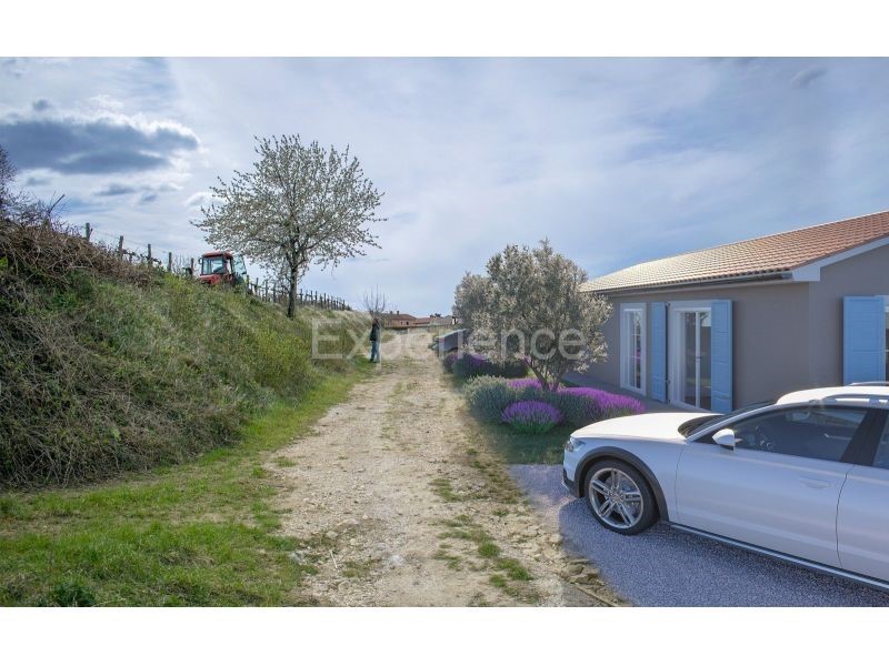 Buje, casa in costruzione con piscina, vista e 3 camere